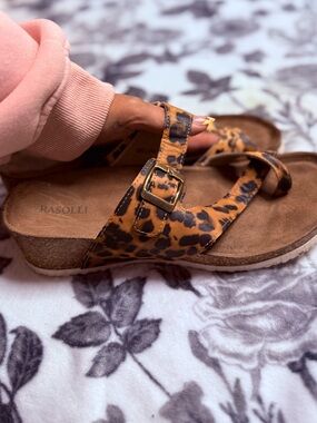 Rasolli Leopard-Print Cork Footbed Sandals - Tan/Black